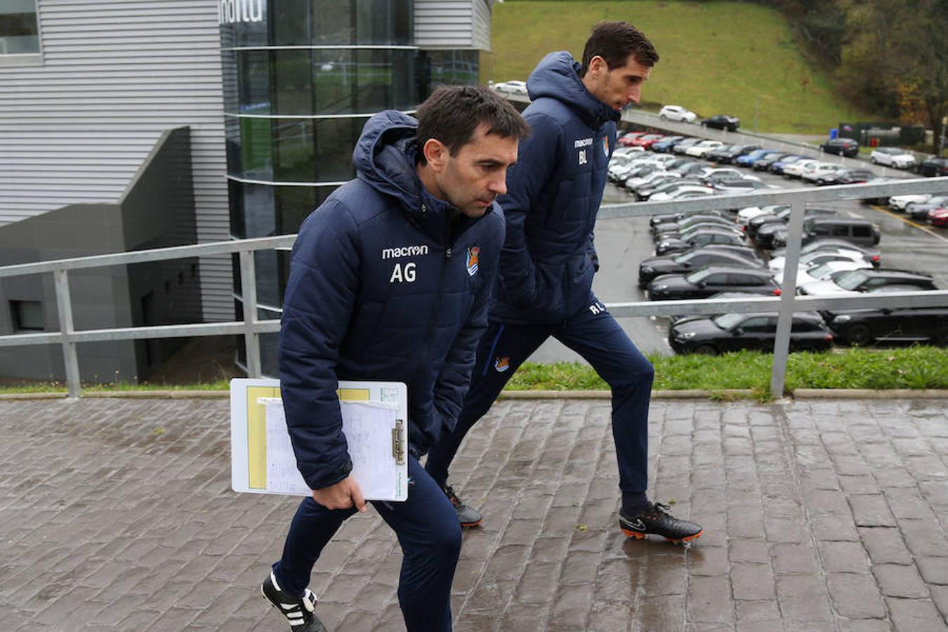 El equipo txuri-urdin se ha ejercitado hoy en Zubieta antes de medirse este sábado al Getafe