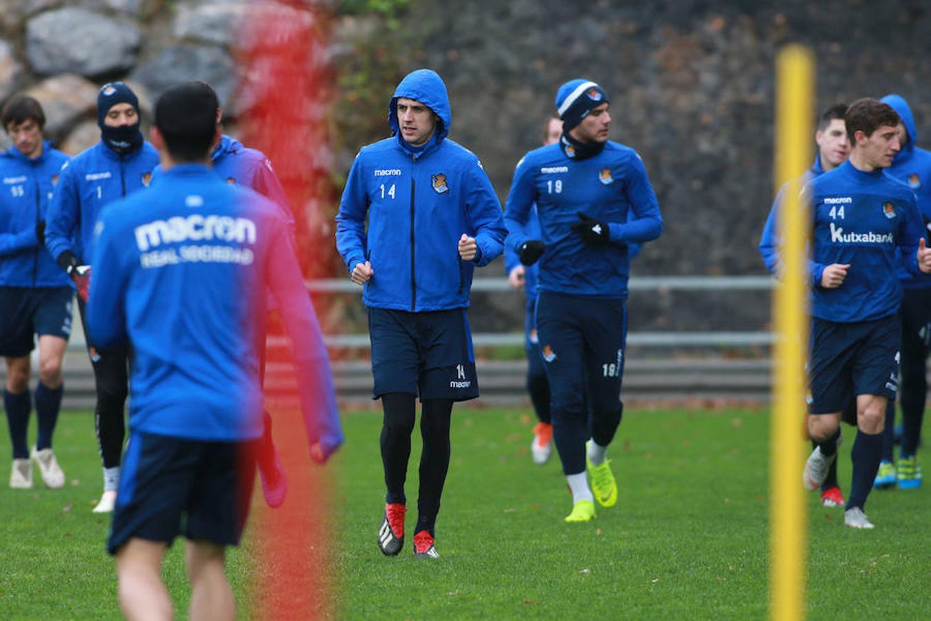El equipo txuri-urdin se ha ejercitado hoy en Zubieta antes de medirse este sábado al Getafe