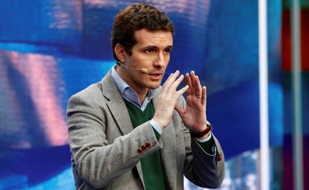 Pablo Casado, durante un mitin en Vitoria.