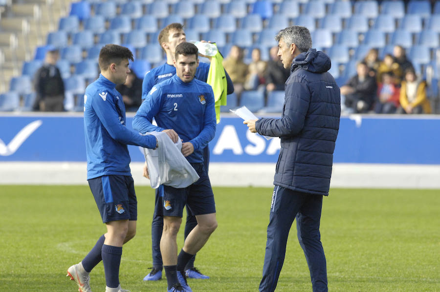 La Real Sociedad tiene hoy una doble sesión de entrenamiento a las ordenes de Imanol Alguacil en el que lo más destacado del primer entrenamiento ha sido la mala noticia de la lesión de Moya en la sesión matinal. A las 17:00 realizaran la segunda sesión.