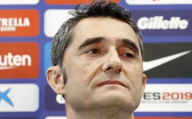 Ernesto Valverde, en rueda de prensa. 