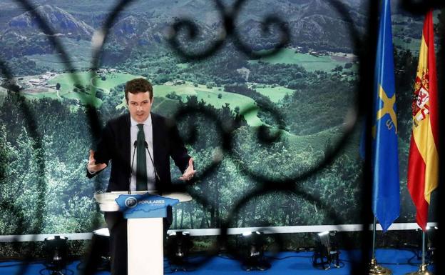 El presidente del PP, Pablo Casado, en Oviedo.