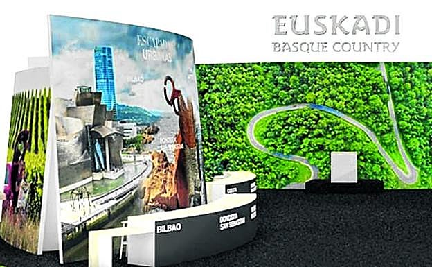 Cinco paneles en forma de «brazo envolvente» formarán el stand de Euskadi en Fitur. 