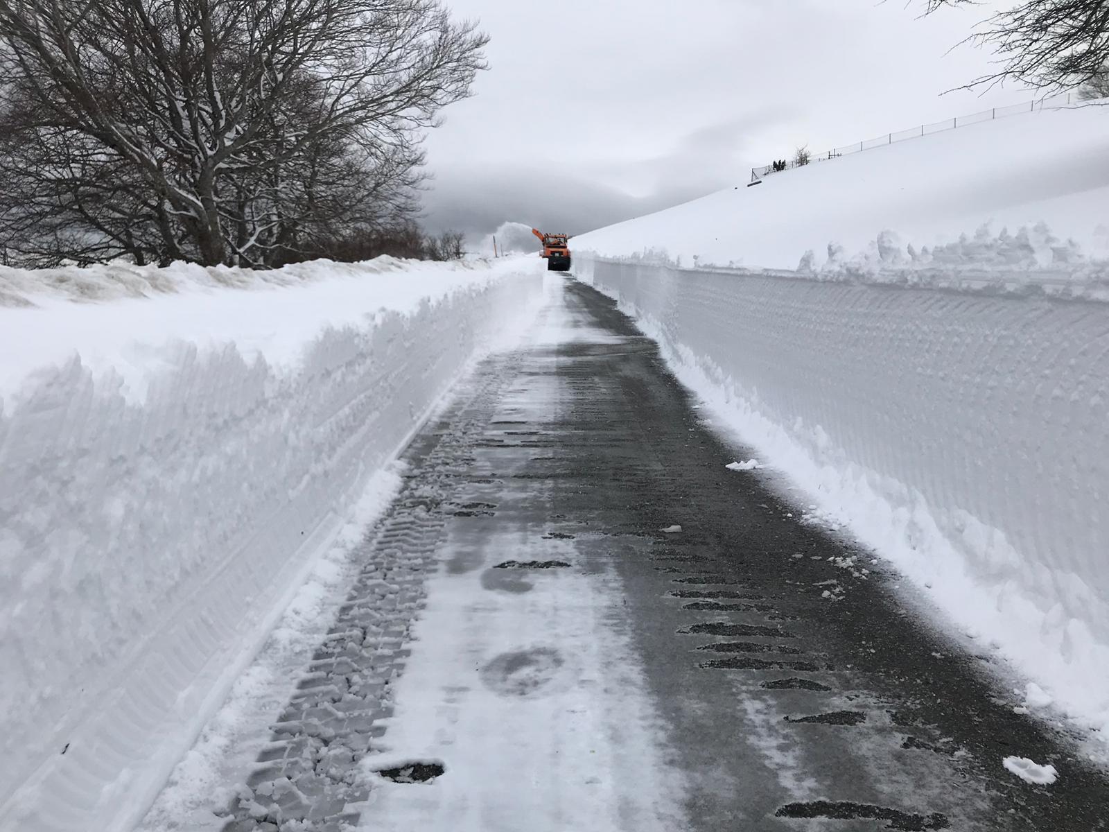 Los operarios se mostraron sorprendidos por la gran cantidad de nieve acumulada en los último kilómetros que une Lekunberri hasta San Miguel