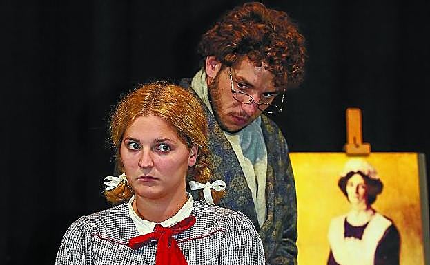 Eszena. Sara Iriondo eta Jon Olivares dira antzezleak 'Ikasgaia' obran.
