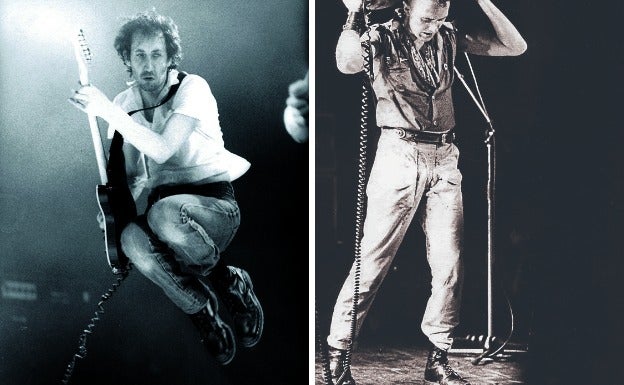 A la izquierda, Pete Townshend, guitarrista de The Who. A la derecha, Joe Strummer, cantante de The Clash. 