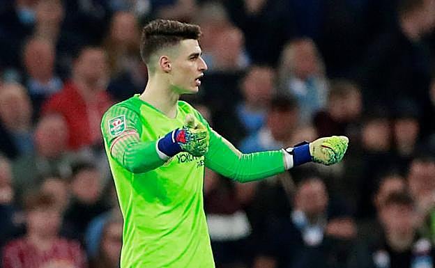 Kepa en una imagen del encuentro dante el Manchester City