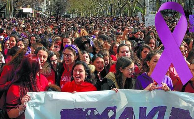 Imagen de la manifestación celebrado el pasado año en San Sebastián en el Día Internacional de la Mujer. 