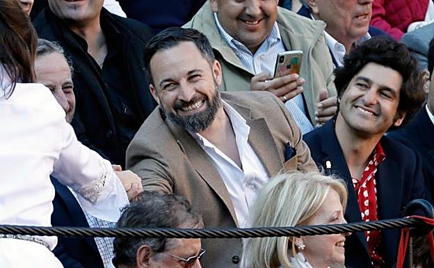 Santiago Abascal, líder de Vox, en la Plaza de Toros de Valencia.