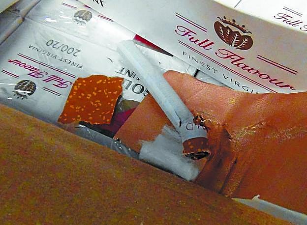 Tabaco de contrabando incautado en Hendaia. 