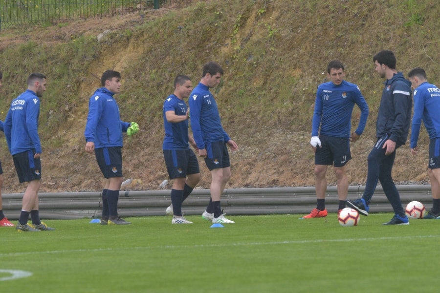 La Real Sociedad se prepara para el partido de mañana en Anoeta ante el Getafe. 
