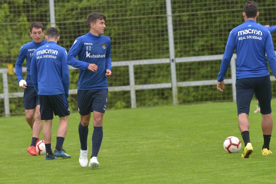 La Real Sociedad se prepara para el partido de mañana en Anoeta ante el Getafe. 