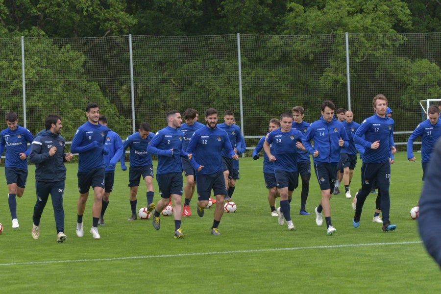 La Real Sociedad se prepara para el partido de mañana en Anoeta ante el Getafe. 