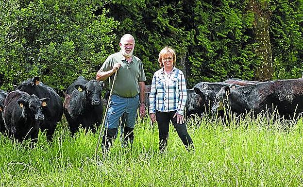 Proyecto de vida. Félix Ugarte y Arantxa Arruabarrena han dedicado más de 30 años a la cría de vacuno en Oihanalde.