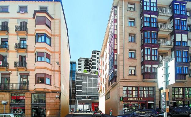 La urbanización de Errekatxu, al fondo, prevé una nueva conexión desde la calle Bidebarrieta con ascensores.