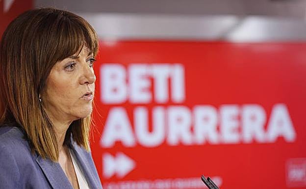 Idoia Mendia, en la rueda de prensa de este miércoles en Bilbao. 