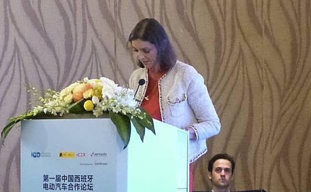 La ministra de Industria, Reyes Maroto, ayer en Shanghái. 