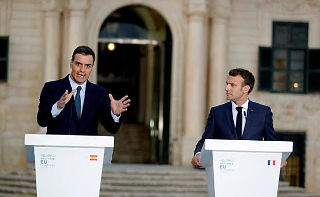 Pedro Sánchez y Emmanuel Macron. 