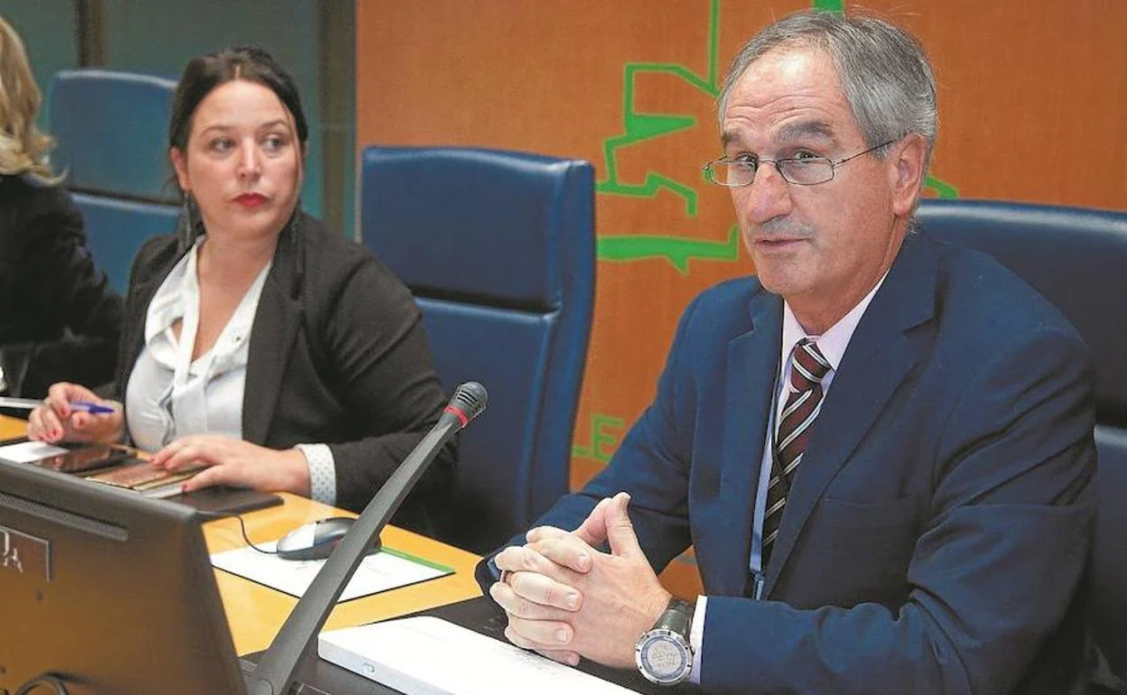 Un exresponsable de Educación, Javier Arrese, junto a Larraitz Ugarte, en una de las comparecencias en la comisión.