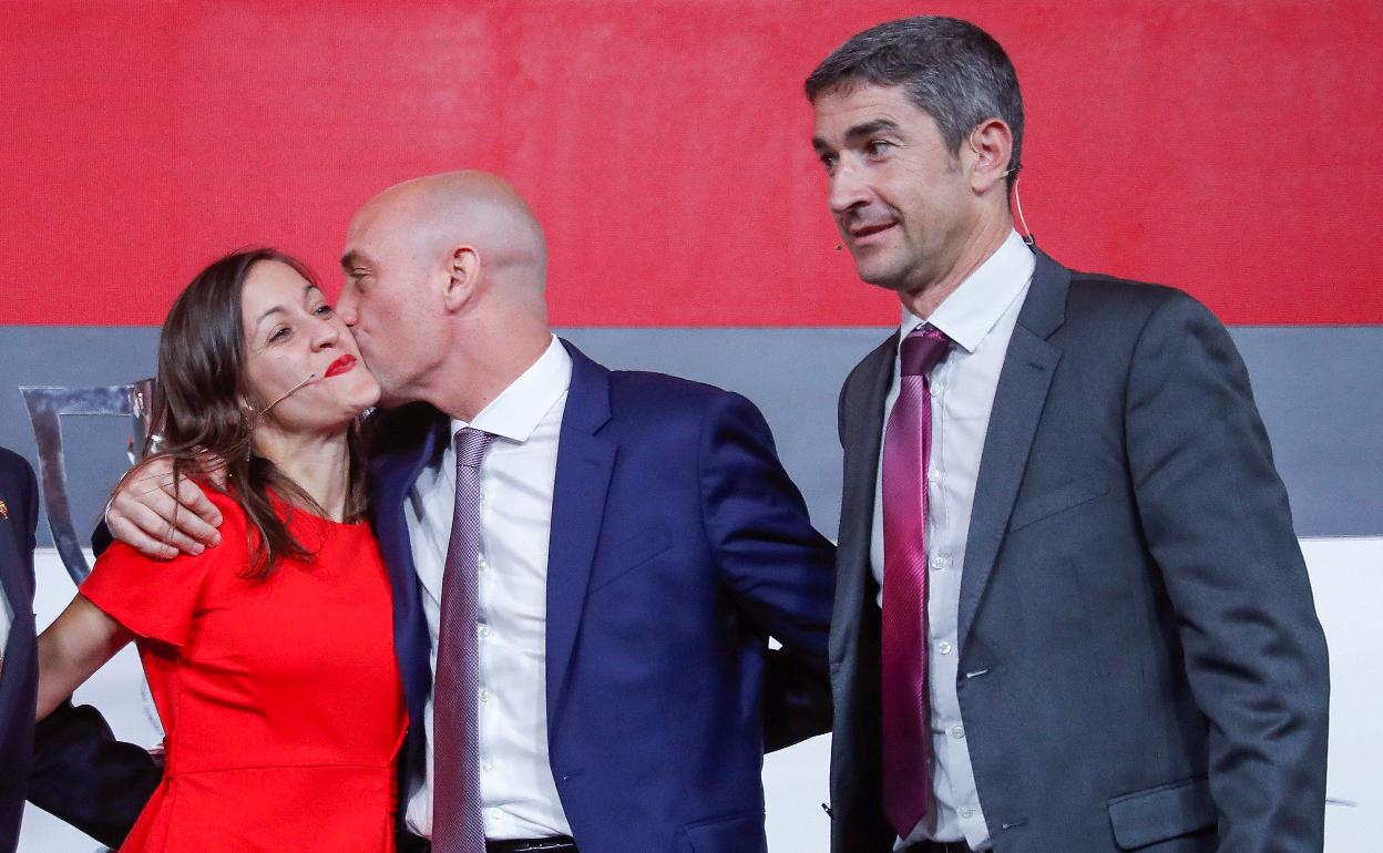 Guadalupe Porras, Luis Rubiales y Undiano Mallenco.