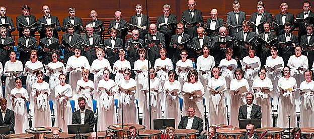 El Orfeón Donostiarra, durante el concierto de clausura de la pasada edición de la Quincena Musical donostiarra.