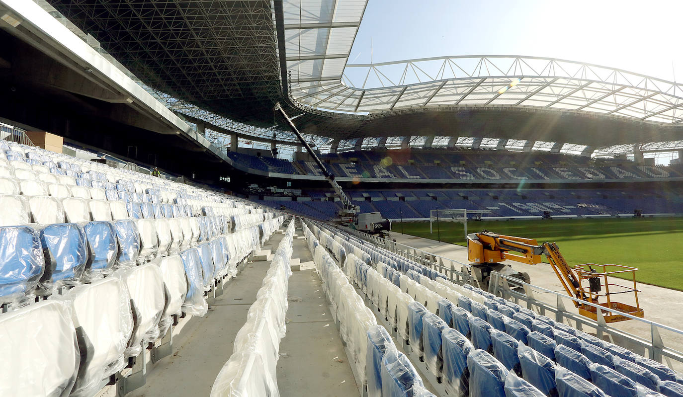 El estadio prácticamente está listo para acoger su estreno con todas las gradas completas en el Real Sociedad - Atlético de Madrid del próximo sábado 14
