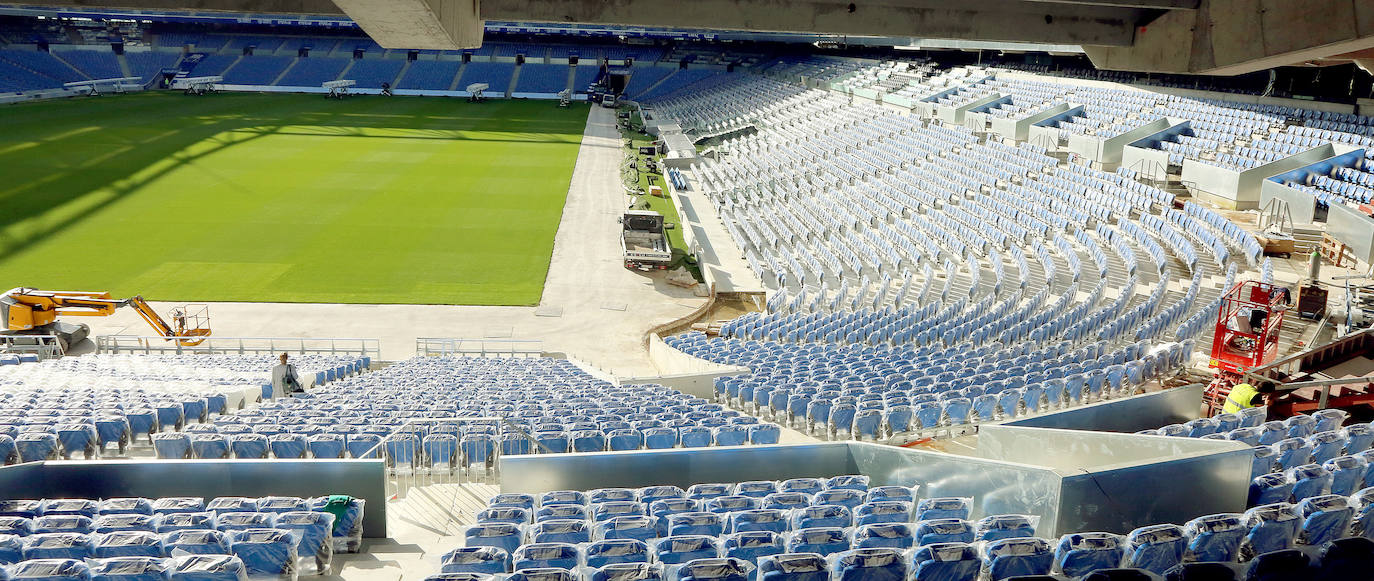 El estadio prácticamente está listo para acoger su estreno con todas las gradas completas en el Real Sociedad - Atlético de Madrid del próximo sábado 14