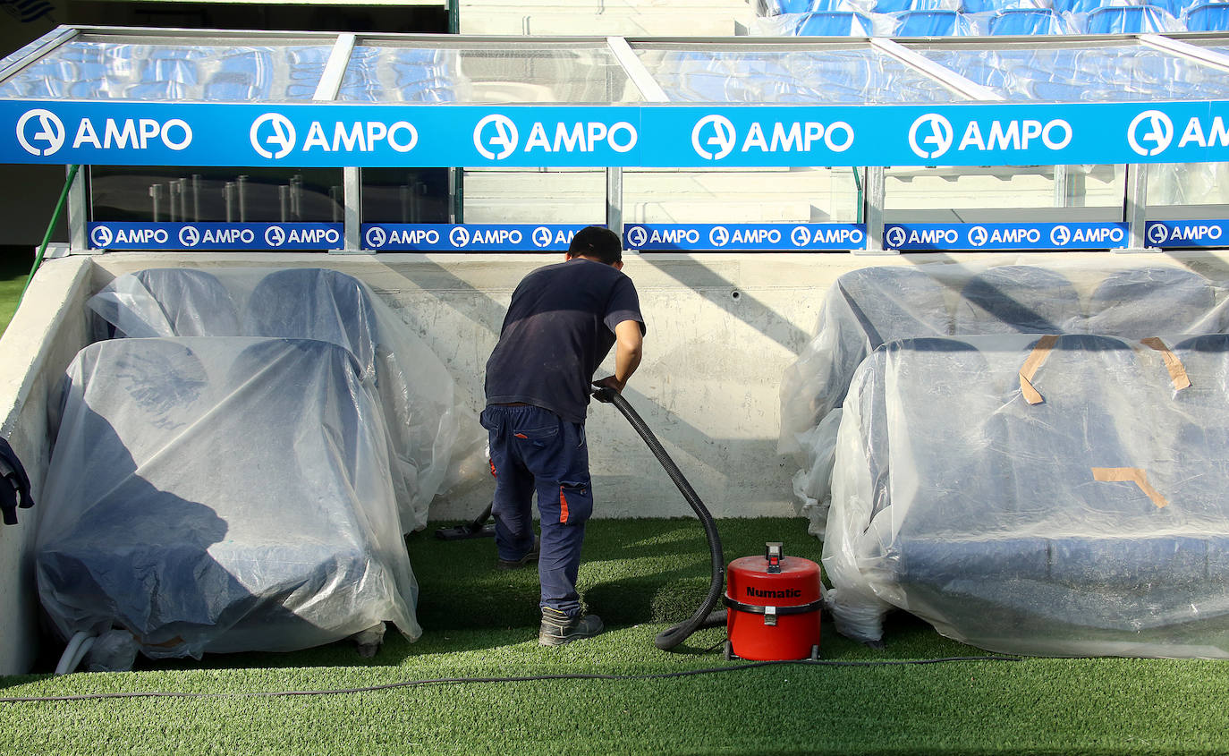 El estadio prácticamente está listo para acoger su estreno con todas las gradas completas en el Real Sociedad - Atlético de Madrid del próximo sábado 14