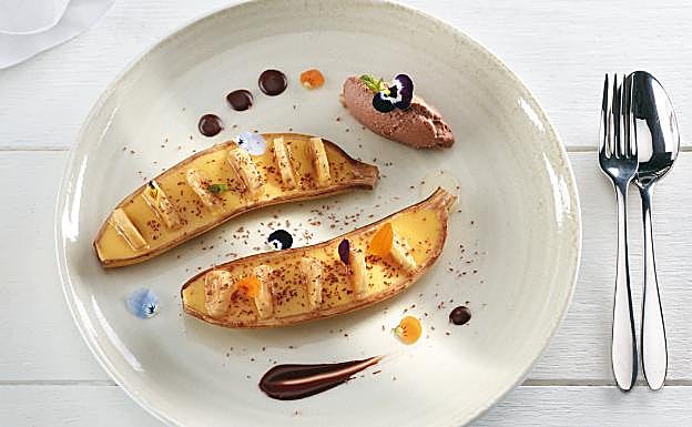 Plátano relleno de mango