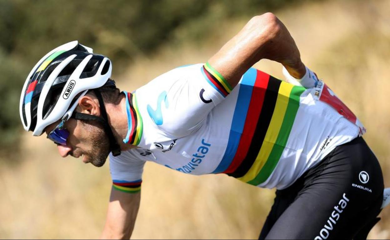 Alejandro Valverde, con el maillot arcoíris. 