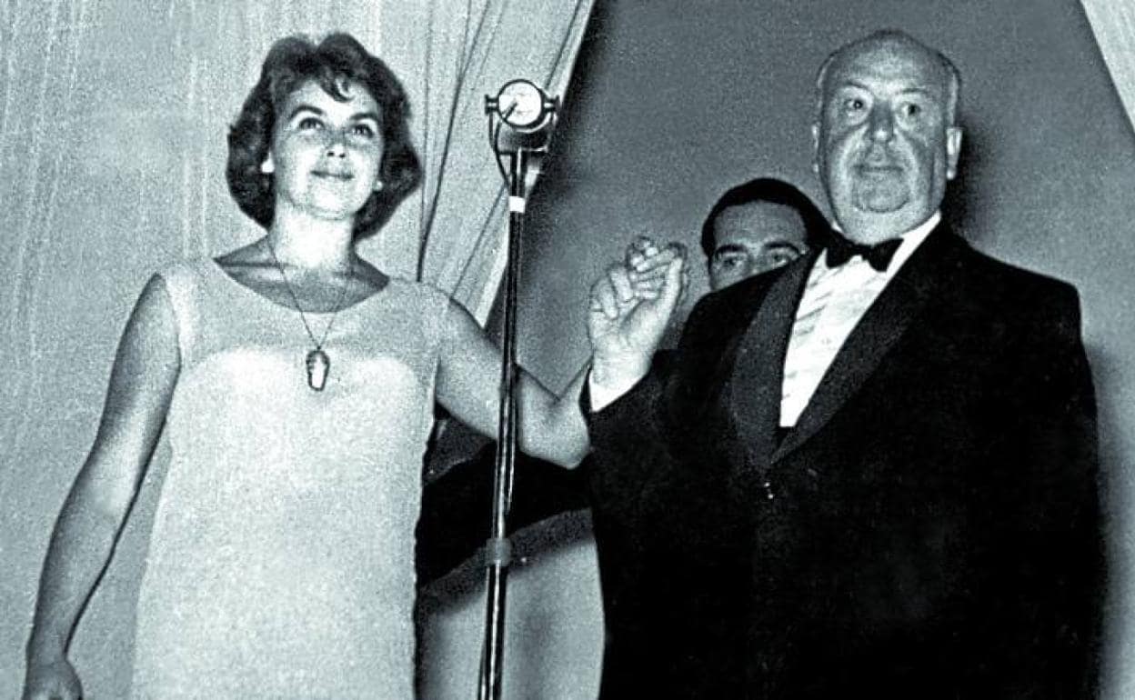 Alfred Hitchcock en el Zinemaldia en 1958.