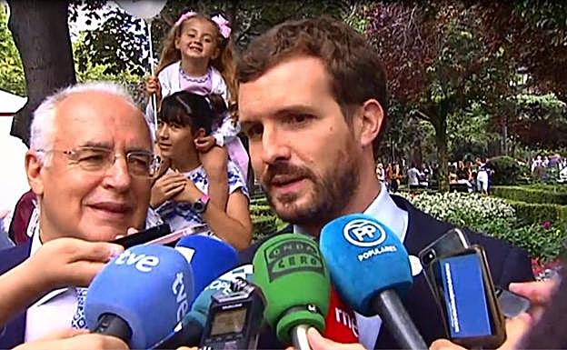 Casado, durante su visita este sábado a Logroño.