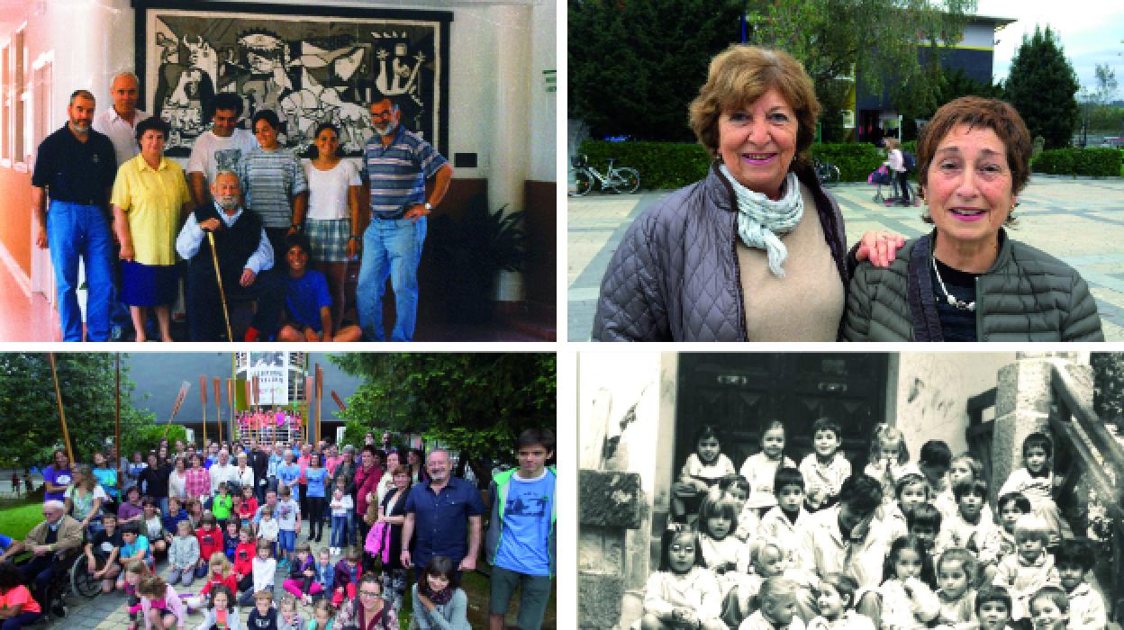 Jorge Oteiza eskulturgile orioarra ikastolara egindako bisita batean.