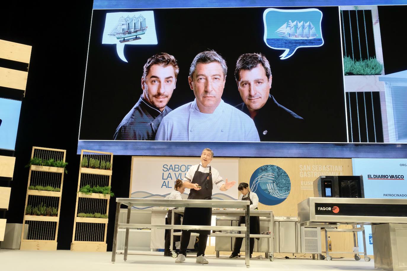 La influencia de Juan Sebastián Elcano en la tradición de la parrilla de Getaria, las palabras de Joan Roca, del tres estrellas Michelin El Celler de Can Roca (Girona), los hongos marinos descubiertos por el triestrellado Ángel León (Aponiente) o la reinvención de la tradición colombiana a cargo de Leonor Espinosa han destacado este martes en la segunda jornada de San Sebastian Gastronomika