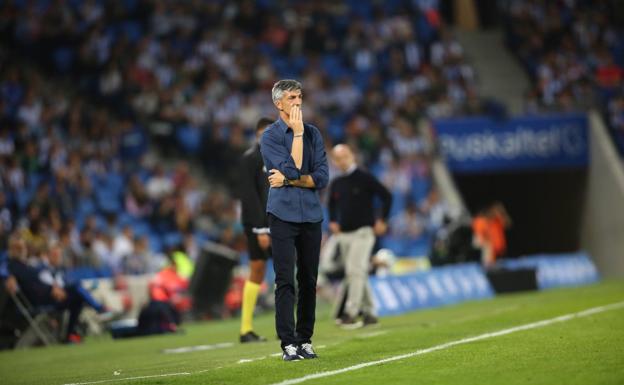 Imanol durante el Real Sociedad - Levante en Anoeta. 