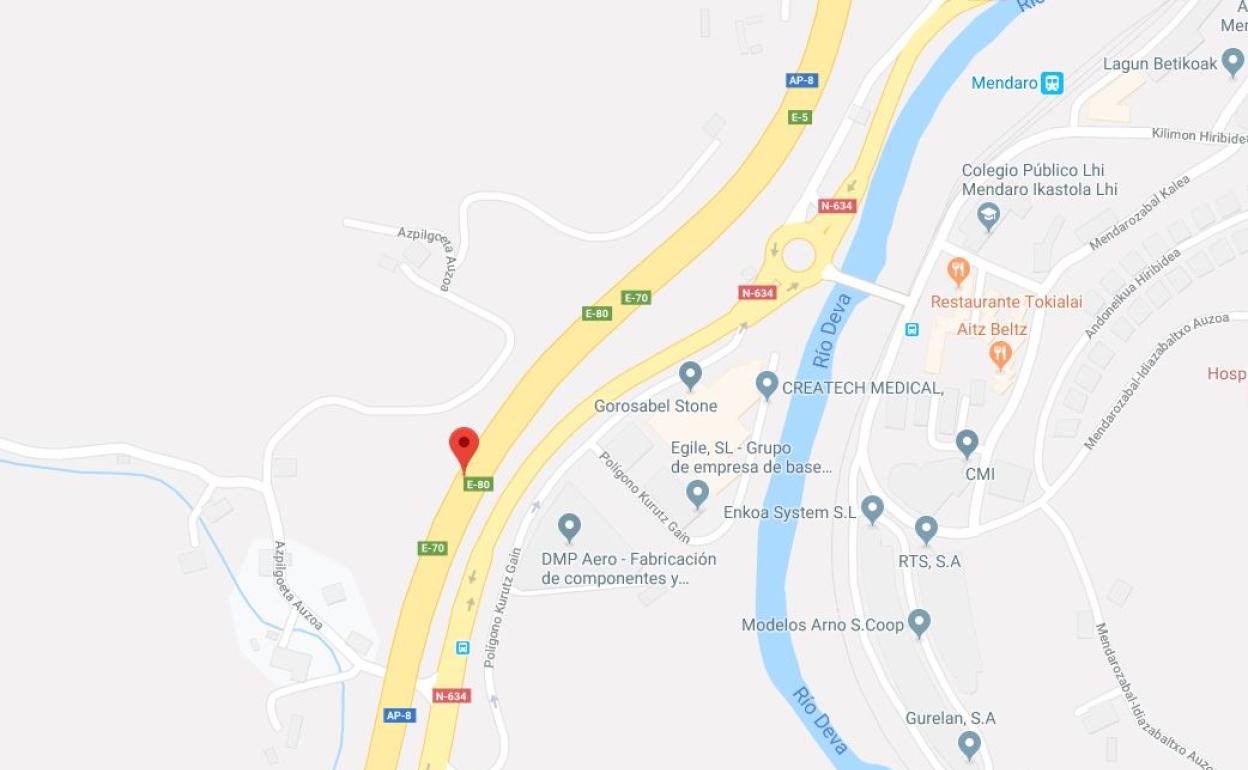 Mapa con el lugar en el que se ha produicido el accidente de Zarautz.