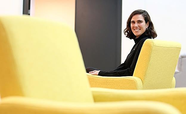 La cineasta Lur Olaizola, en una de las salas de Tabakalera, donde trabaja como programadora de cine.