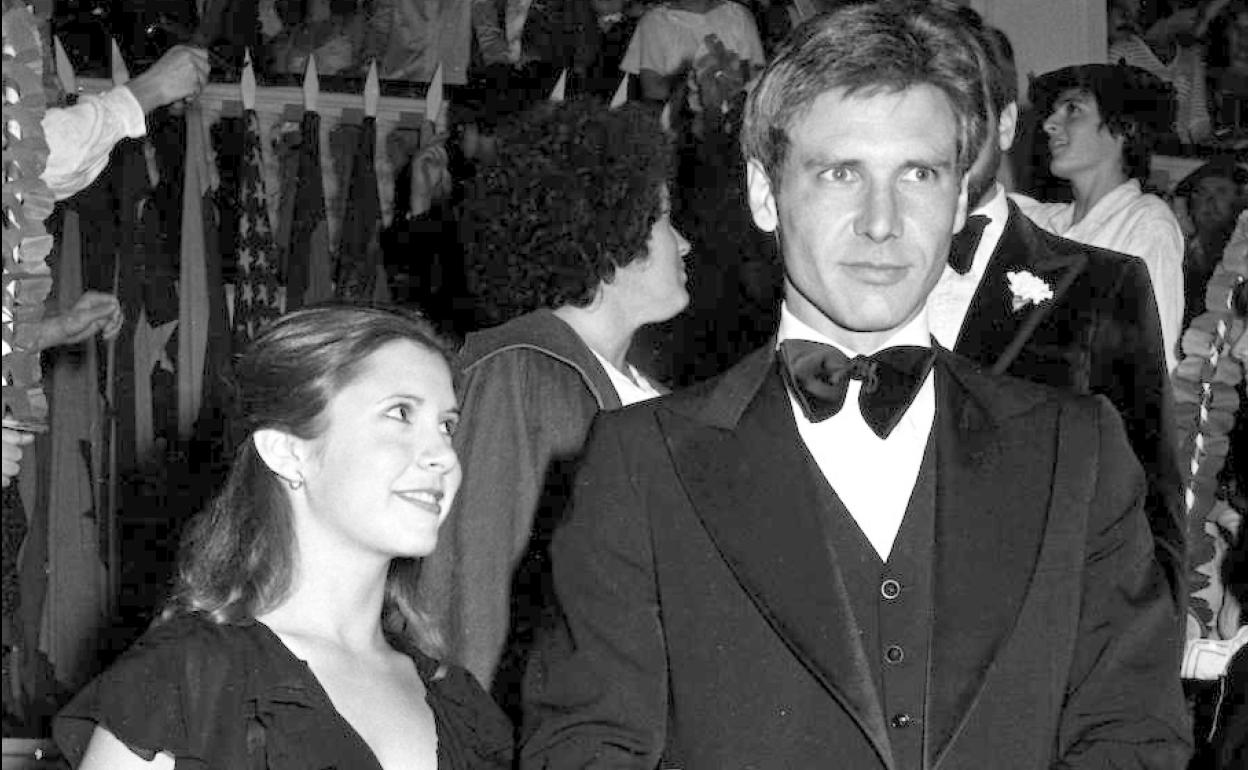 Carrie Fisher y Harrison Ford en el Festival de San Sebastián de 1977, donde presentaron 'La guerra de las galaxias'.