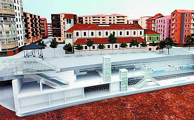 Fotomontaje de la futura estación subterránea del Topo en Pasaia, en la trasera de la parroquia de San Fermín, junto a la calle Eskalantegi. 