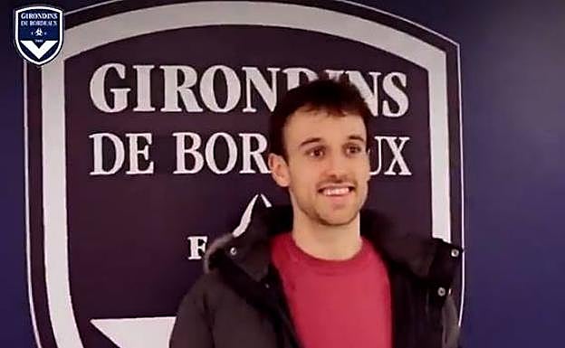 Rubén Pardo en su presentación como jugador del Girondins de Burdeos.