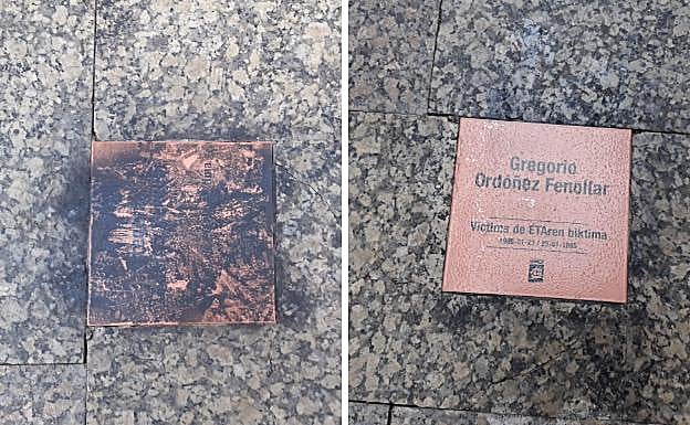 La placa tras ser atacada, y horas depués llevada a cabo su limpieza.