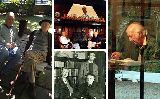 Imágenes de Julio Caro-Baroja e hijo. 