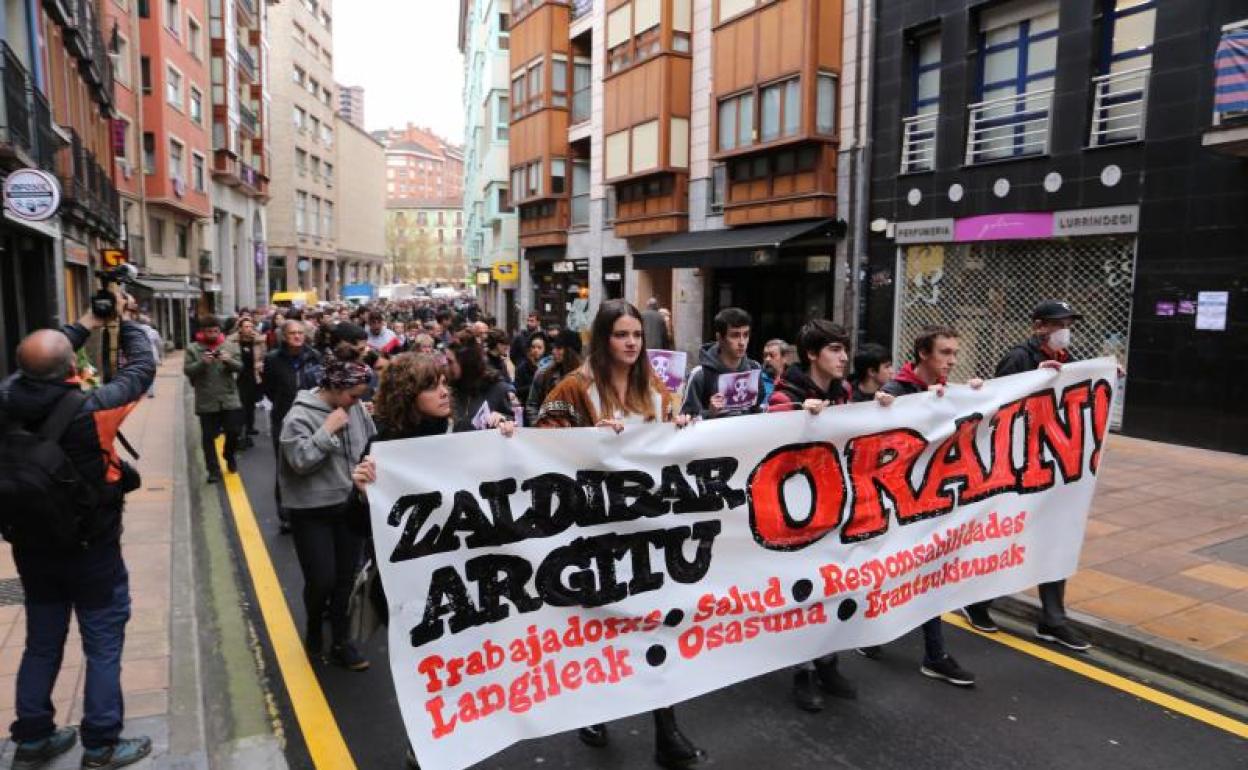 La manifestación celebrada este jueves en Eibar.