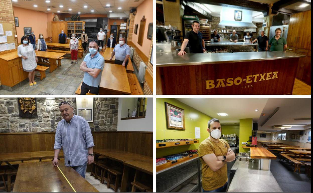 Con lejía para las suelas, gel y mascarilla en las cocinas en las sociedades gastronómicas de San Sebastián por el coronavirus