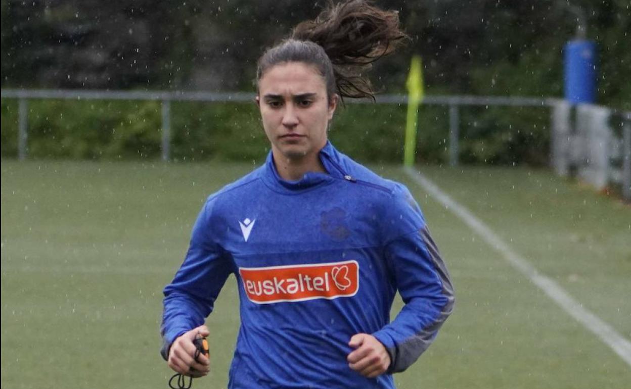 Nahikari García, en un entrenamiento en Zubieta.