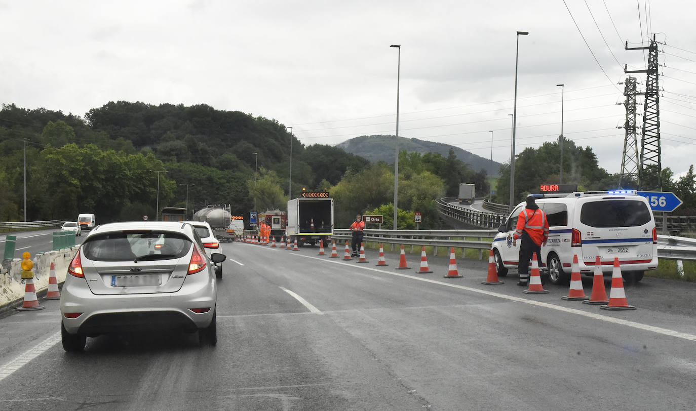 Zona del accidente ocurrido este martes en Aduna. 
