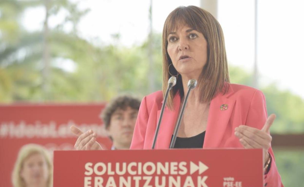 Acto de Idoia Mendia este viernes en San Sebastián