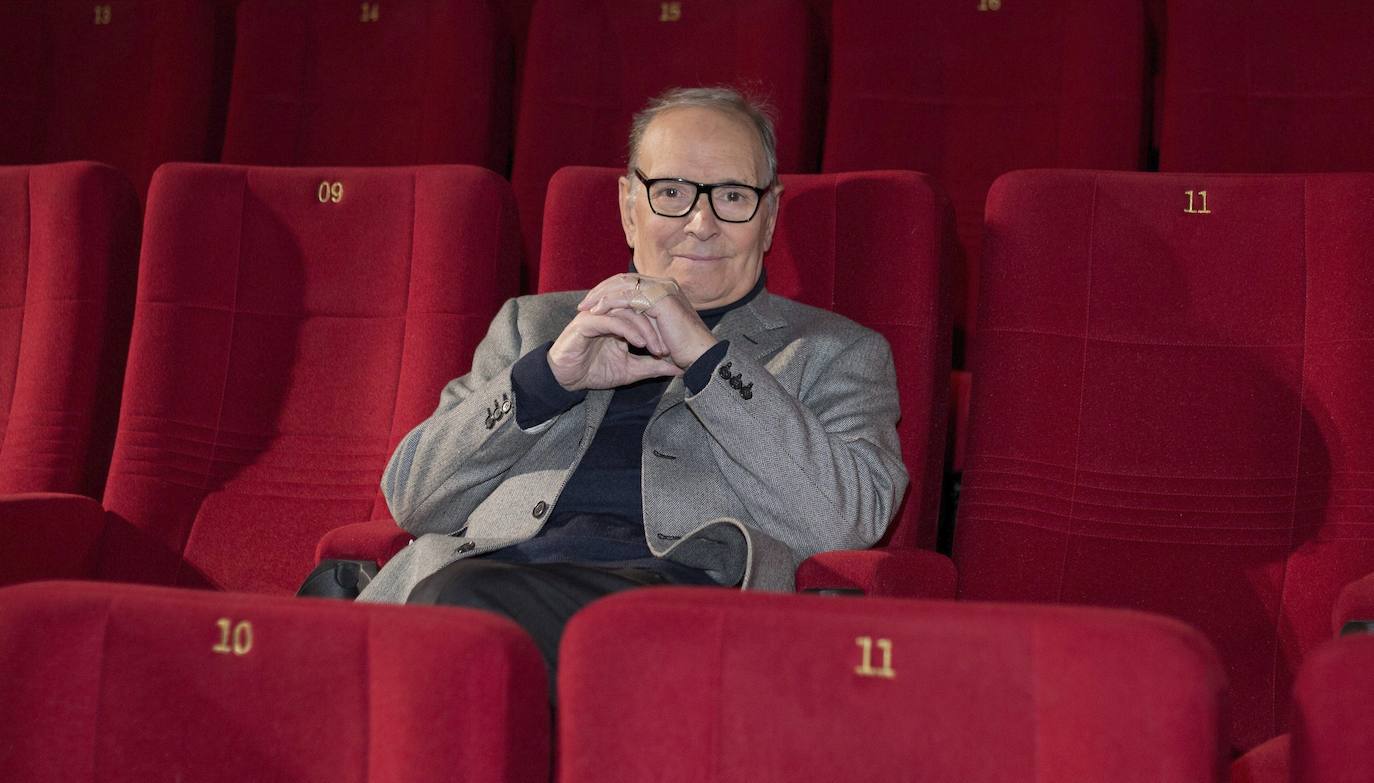 Ennio Morricone durante la presentación de la gira de conciertos '50 años de música', en Berlín (Alemania) 