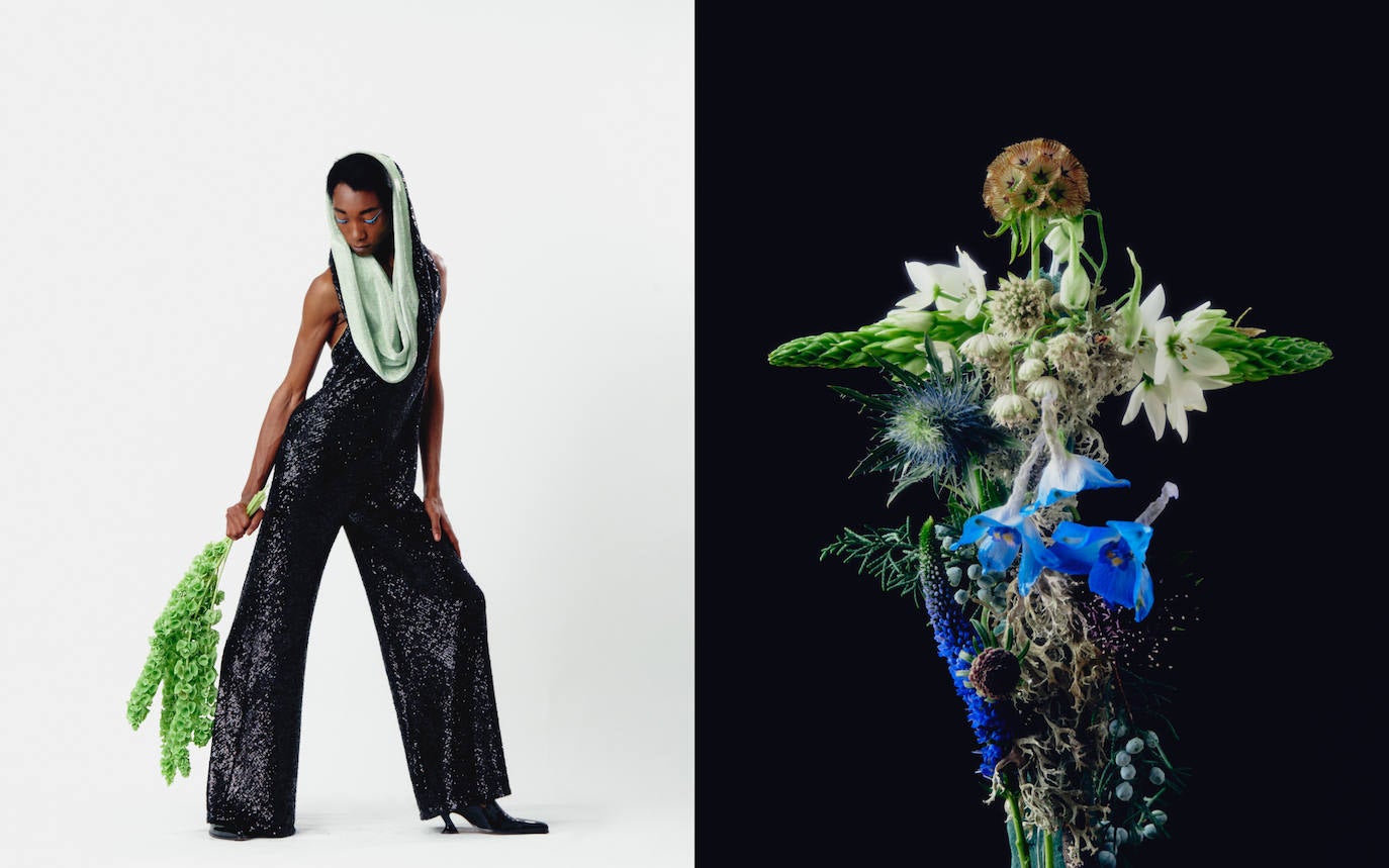 Palomo Spain rinde homenaje al esplendor de la Haute Couture en los años 1950 y 1960 y a sus grandes casas parisinas en una vuelta a los orígenes y a la manufactura de calidad y local. La colección SS21 The Rehearsal se ha confeccionado con una filosofía upcycling, a partir de materiales de archivo con un equipo de taller muy reducido y en tiempo récord debido al contexto actual