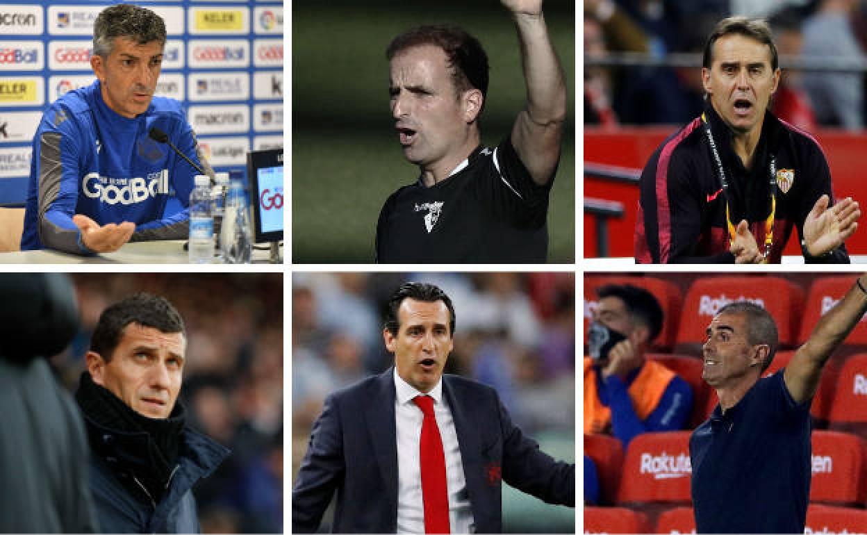 Imanol Alguacil, Jagoba Arrasate, Julen Lopetegui, Javi Gracia, Unai Emery y Gaizka Garitano.